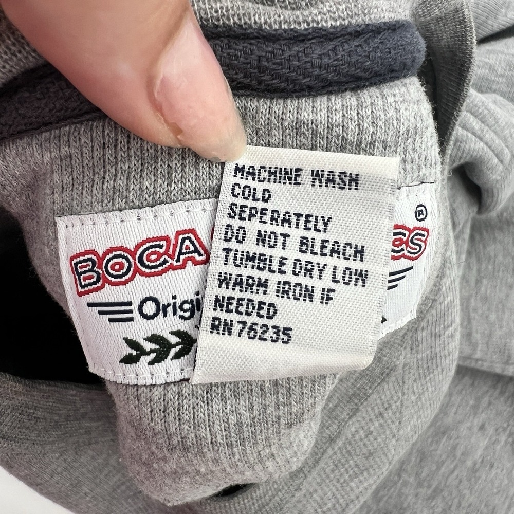 Boca Classics Sweatshirt Men XXL 2X Gray USA Flag Crew 90s Americana Embroidered - Picture 7 of 10